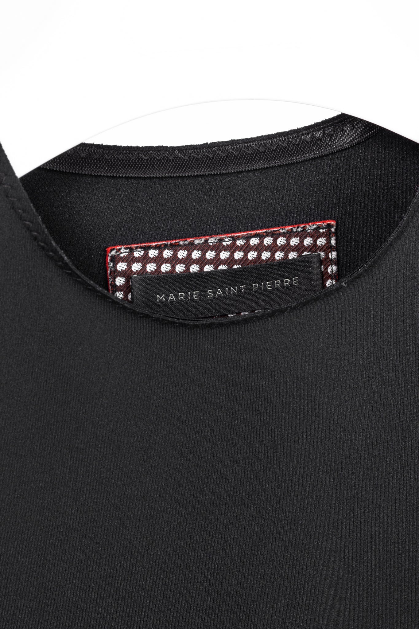 Marie Saint Pierre Black Neoprene Trimmed-Puff-Sleeve T-Shirt