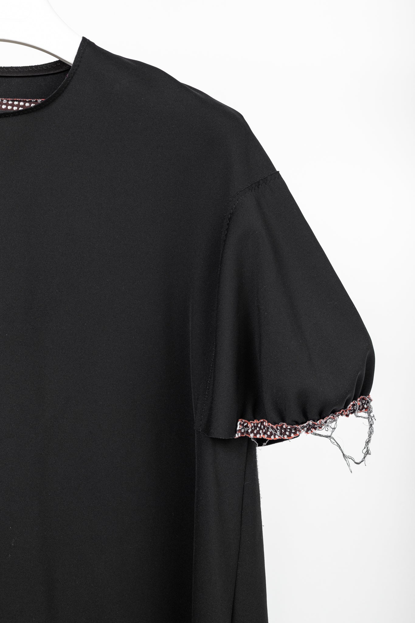 Marie Saint Pierre Black Neoprene Trimmed-Puff-Sleeve T-Shirt