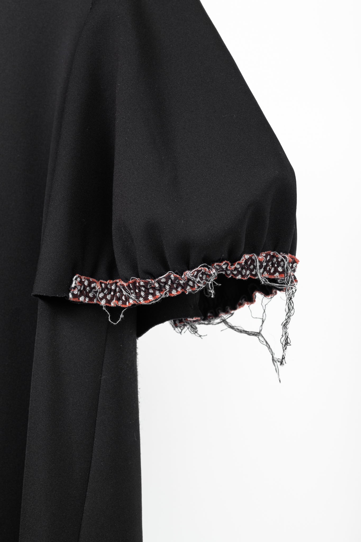Marie Saint Pierre Black Neoprene Trimmed-Puff-Sleeve T-Shirt