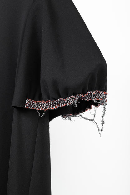 Marie Saint Pierre Black Neoprene Trimmed-Puff-Sleeve T-Shirt