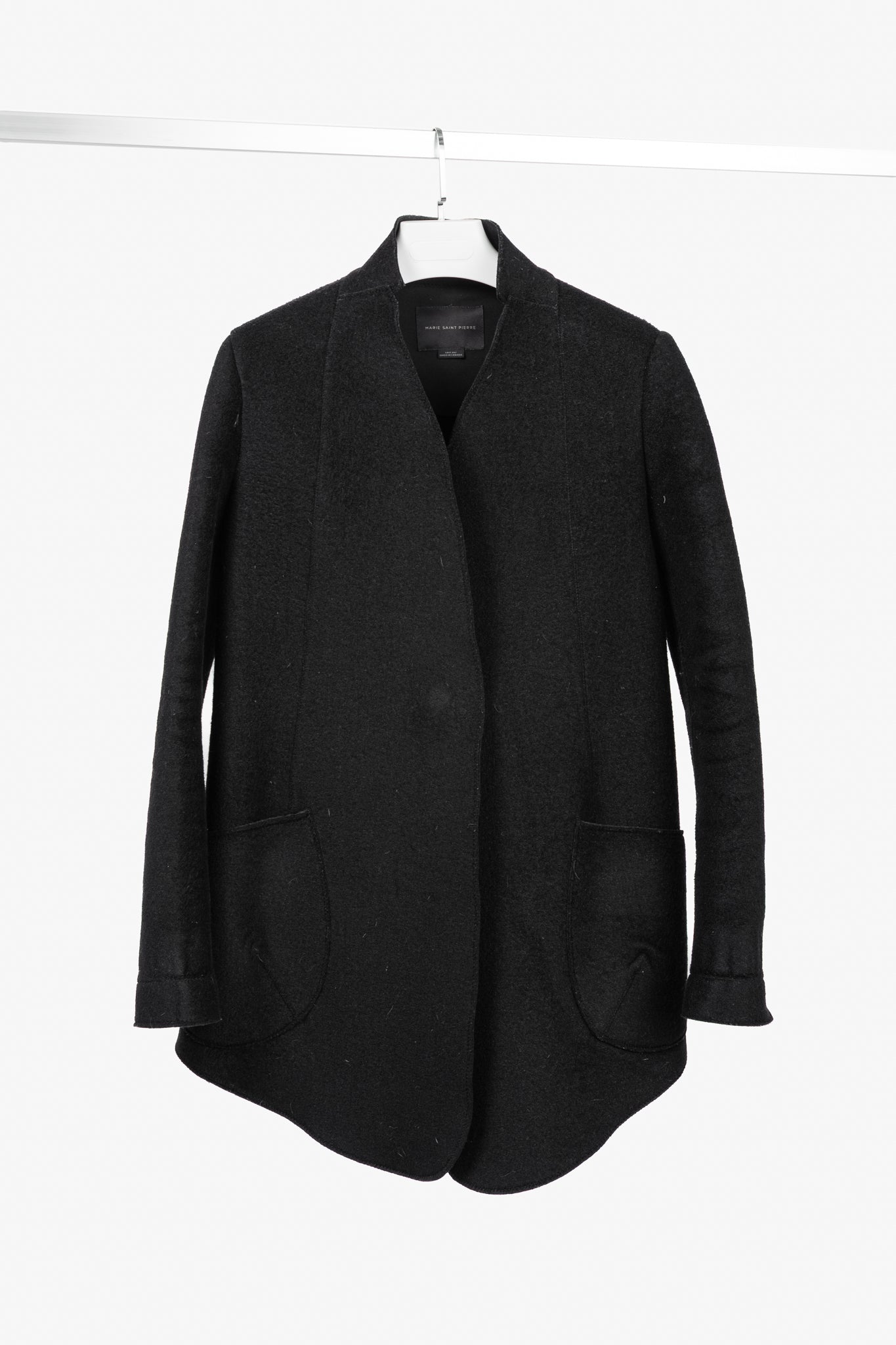 Marie Saint Pierre Black Boiled-Wool Blazer