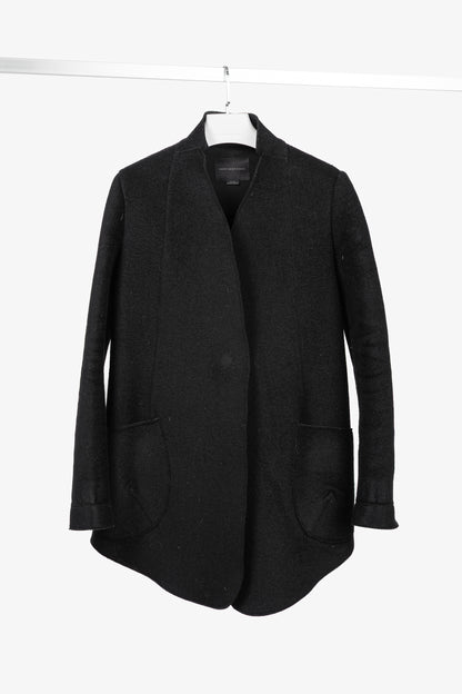 Marie Saint Pierre Black Boiled-Wool Blazer