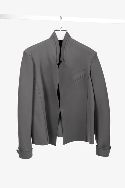 Marie Saint Pierre Grey Neoprene Open-Front Blazer