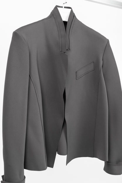 Marie Saint Pierre Grey Neoprene Open-Front Blazer