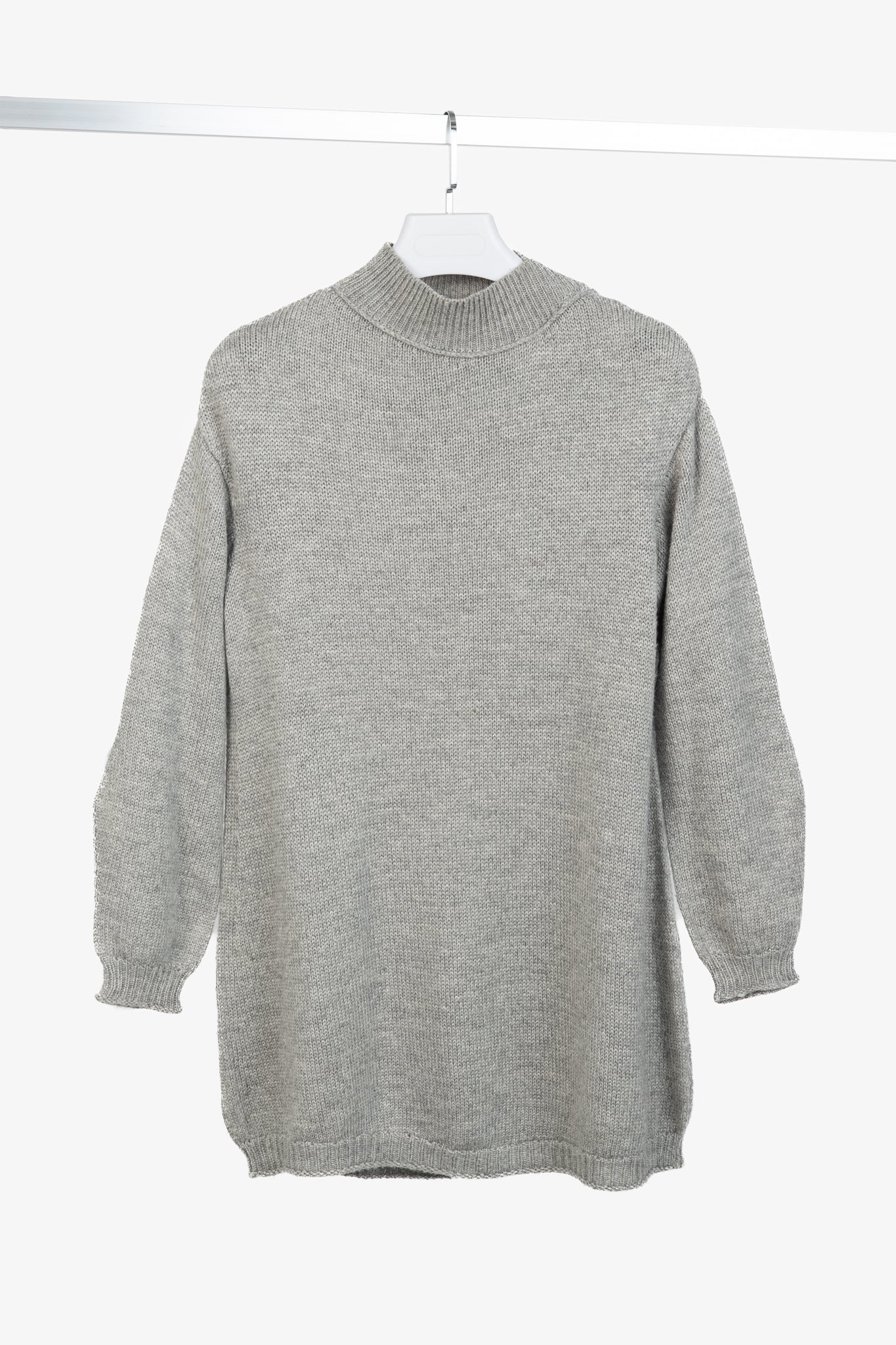 Marie Saint Pierre Grey Alpaca & Silk High-Neck Sweater