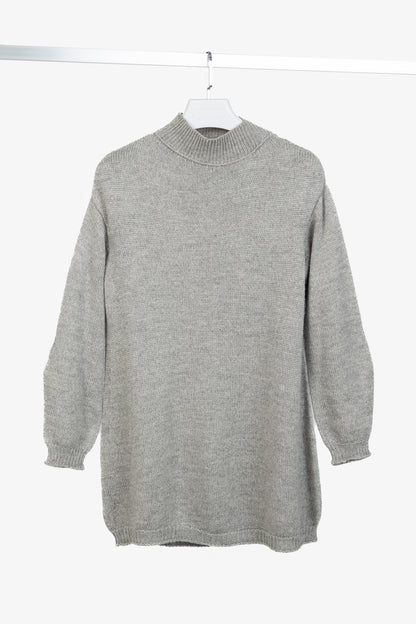 Marie Saint Pierre Grey Alpaca & Silk High-Neck Sweater