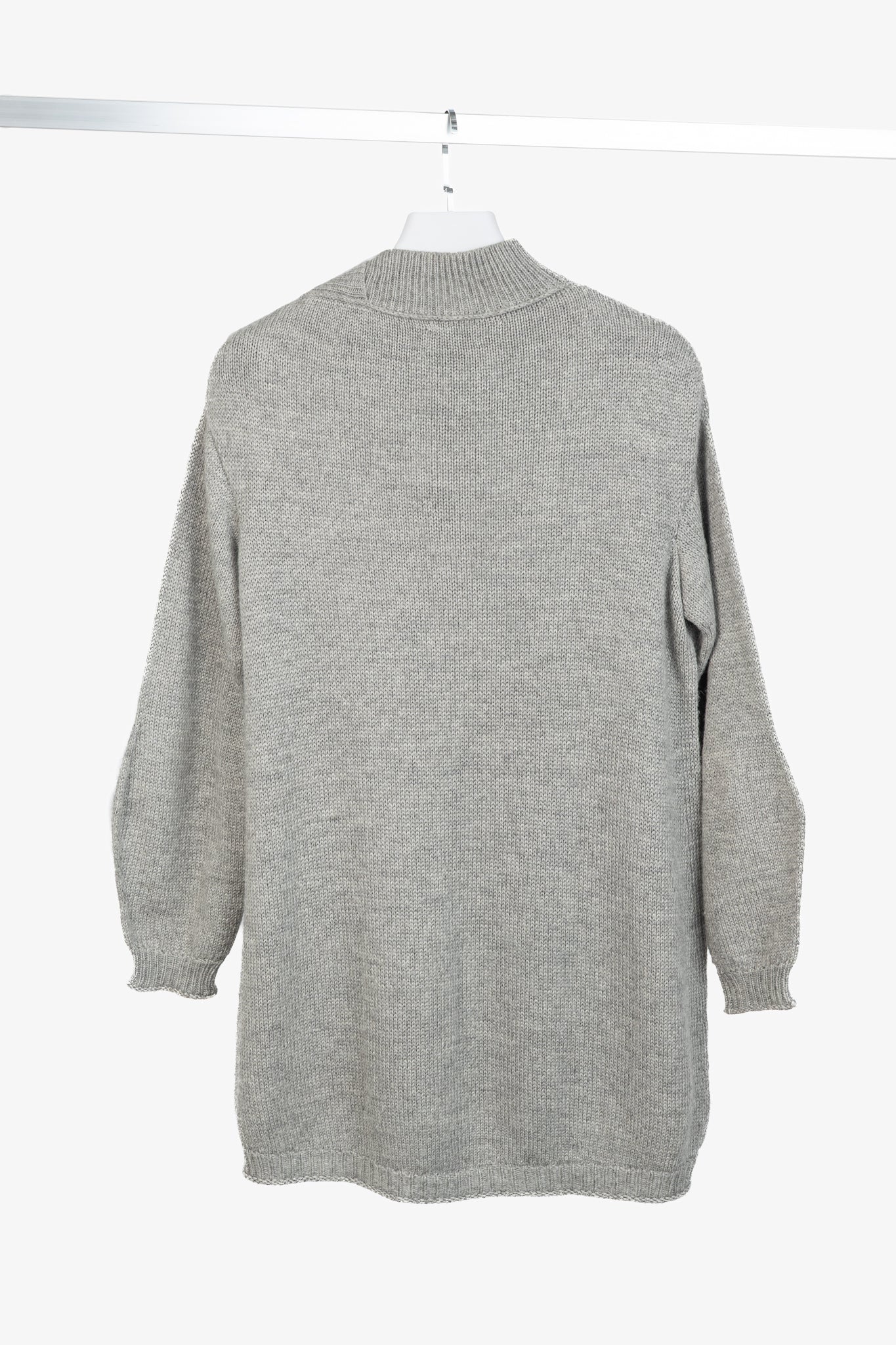 Marie Saint Pierre Grey Alpaca & Silk High-Neck Sweater