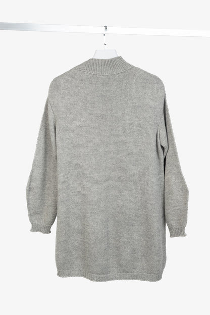 Marie Saint Pierre Grey Alpaca & Silk High-Neck Sweater