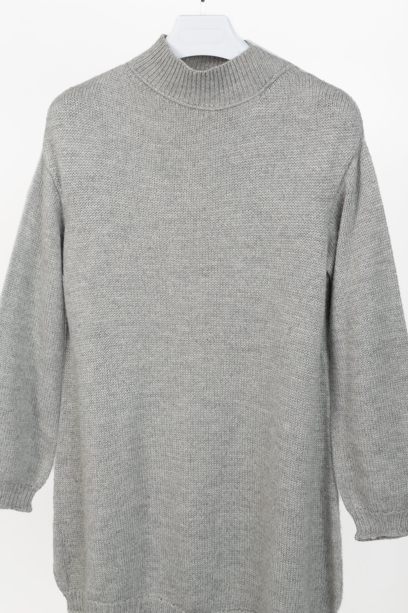 Marie Saint Pierre Grey Alpaca & Silk High-Neck Sweater