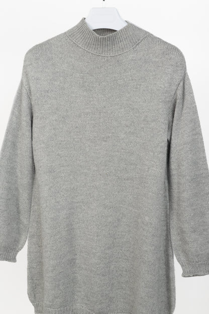 Marie Saint Pierre Grey Alpaca & Silk High-Neck Sweater