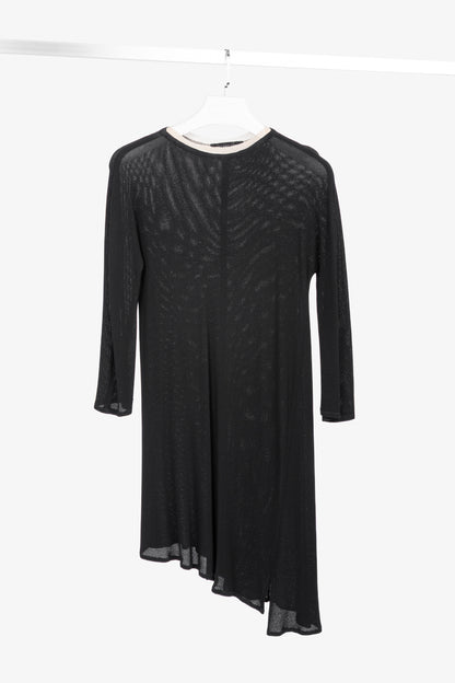 Marie Saint Pierre Black Mesh-Knit Asymmetrical Tunic