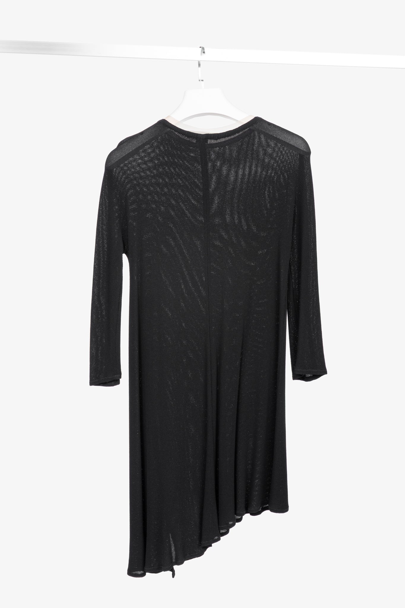 Marie Saint Pierre Black Mesh-Knit Asymmetrical Tunic