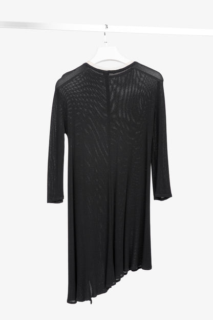 Marie Saint Pierre Black Mesh-Knit Asymmetrical Tunic