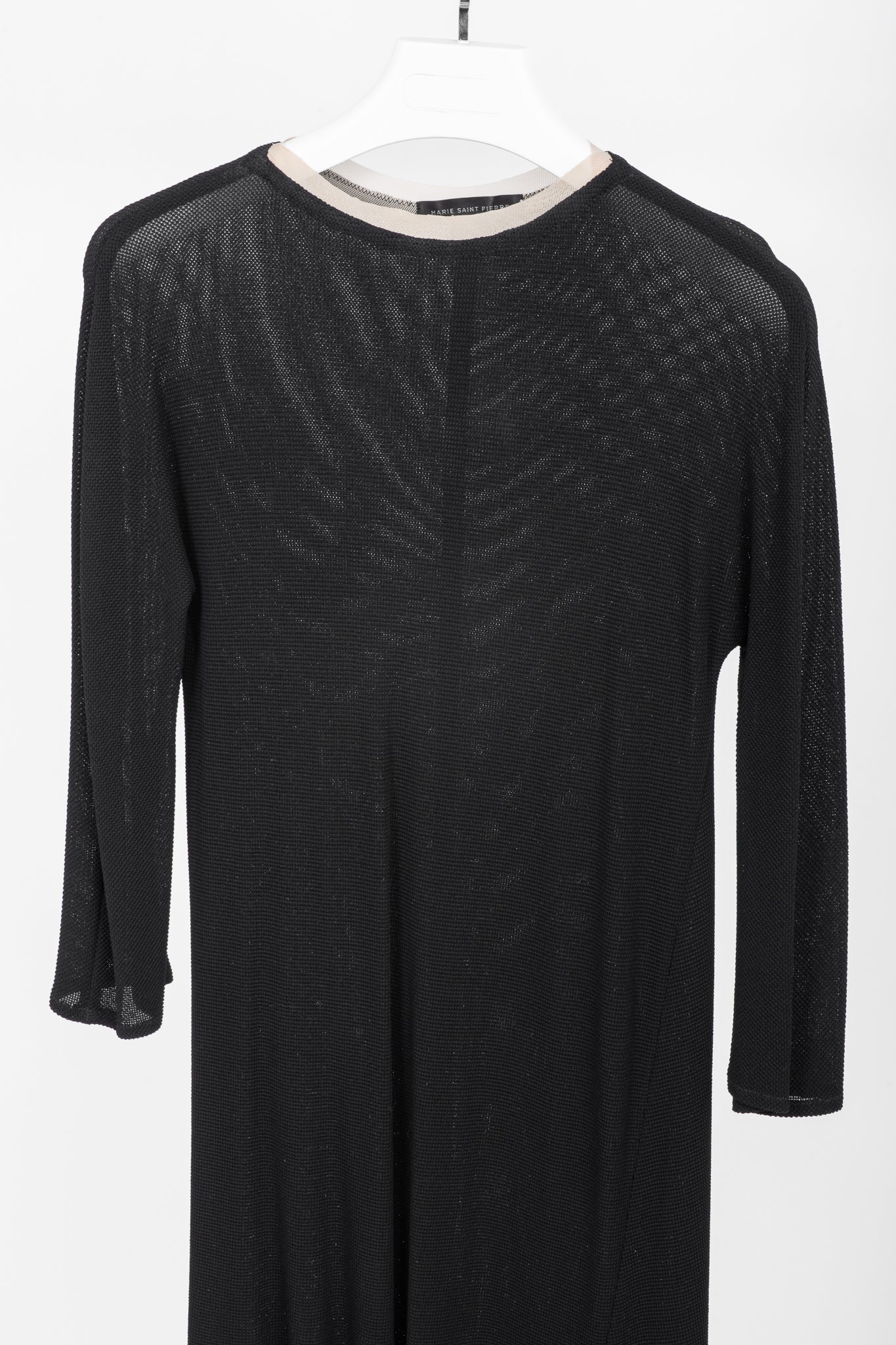 Marie Saint Pierre Black Mesh-Knit Asymmetrical Tunic