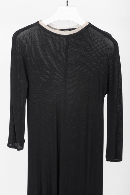 Marie Saint Pierre Black Mesh-Knit Asymmetrical Tunic