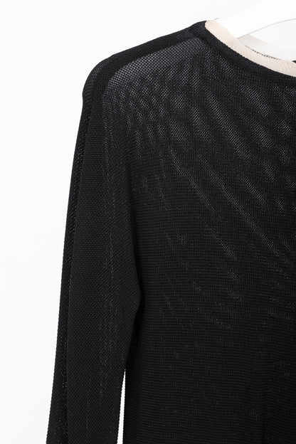 Marie Saint Pierre Black Mesh-Knit Asymmetrical Tunic