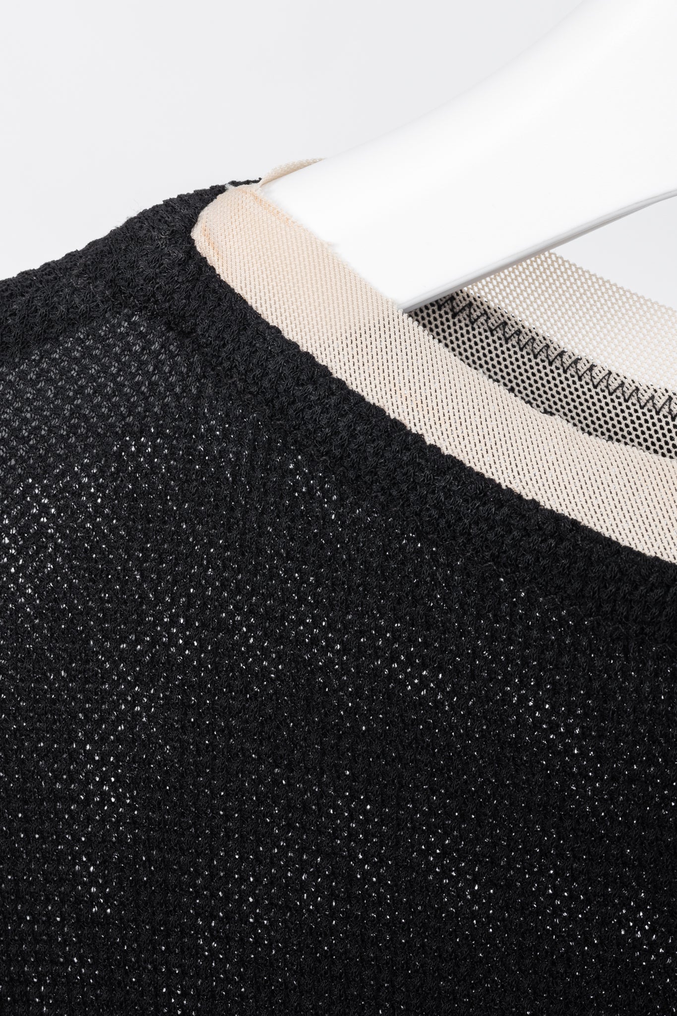 Marie Saint Pierre Black Mesh-Knit Asymmetrical Tunic