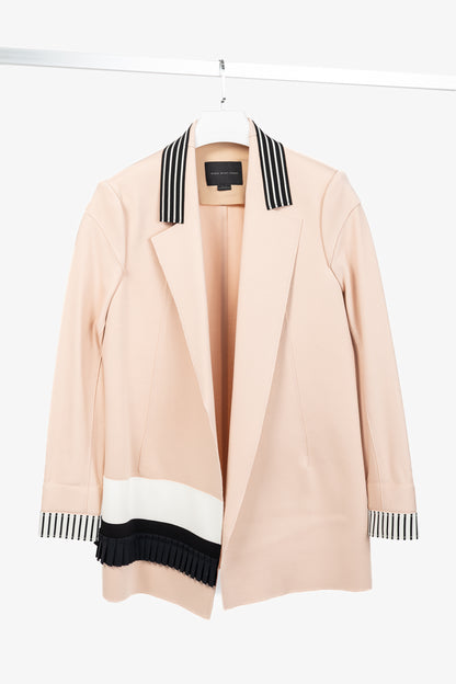 Marie Saint Pierre Peach Double-Jersey Stripe-Trim Blazer