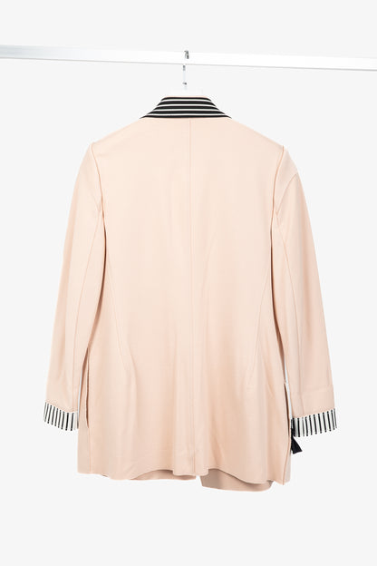 Marie Saint Pierre Peach Double-Jersey Stripe-Trim Blazer