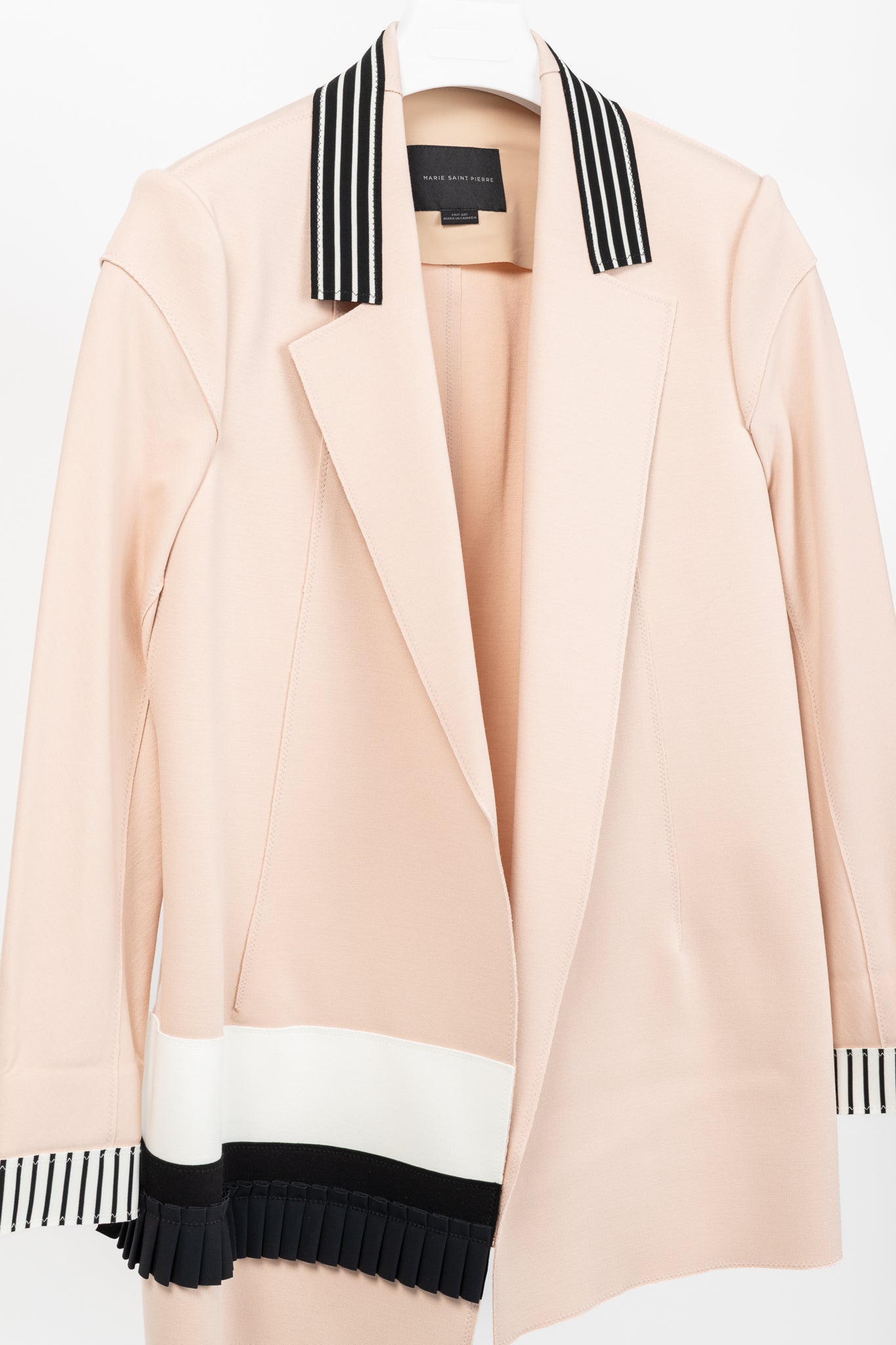 Marie Saint Pierre Peach Double-Jersey Stripe-Trim Blazer