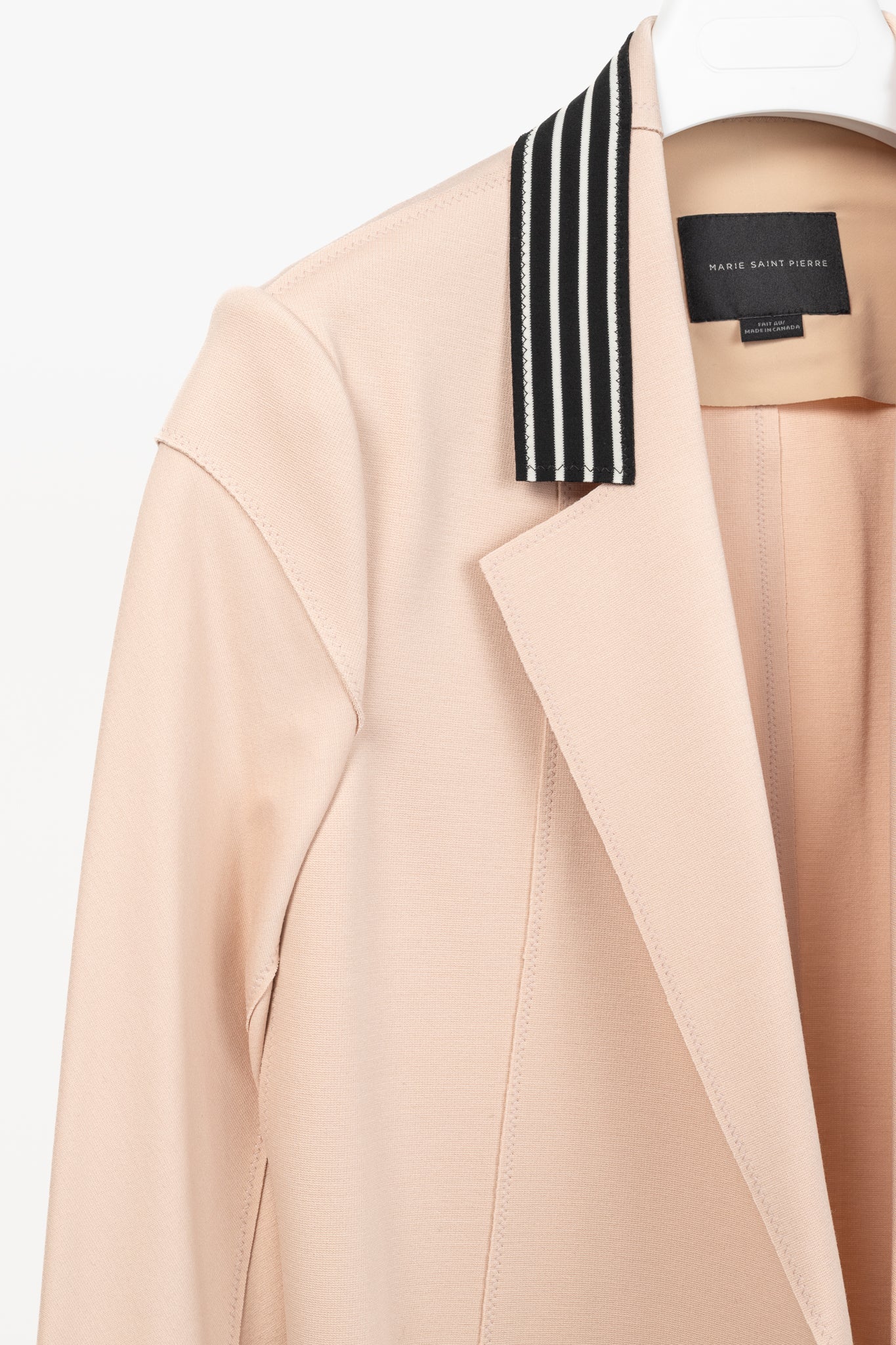Marie Saint Pierre Peach Double-Jersey Stripe-Trim Blazer