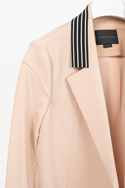 Marie Saint Pierre Peach Double-Jersey Stripe-Trim Blazer