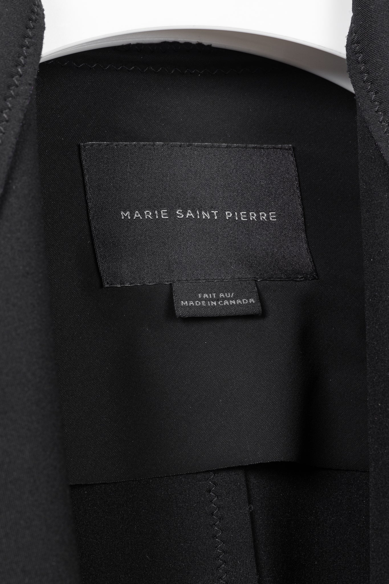 Marie Saint Pierre Black Neoprene Open-Front Ruffle-Pocket Coat