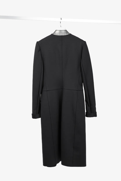 Marie Saint Pierre Black Neoprene Metallic-Neck Open-Front Coat
