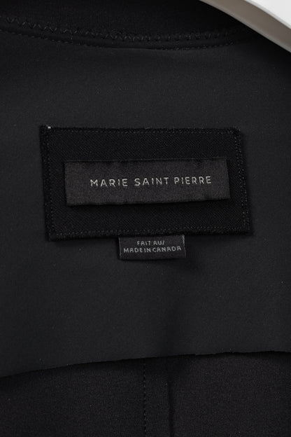 Marie Saint Pierre Black Neoprene Metallic-Neck Open-Front Coat