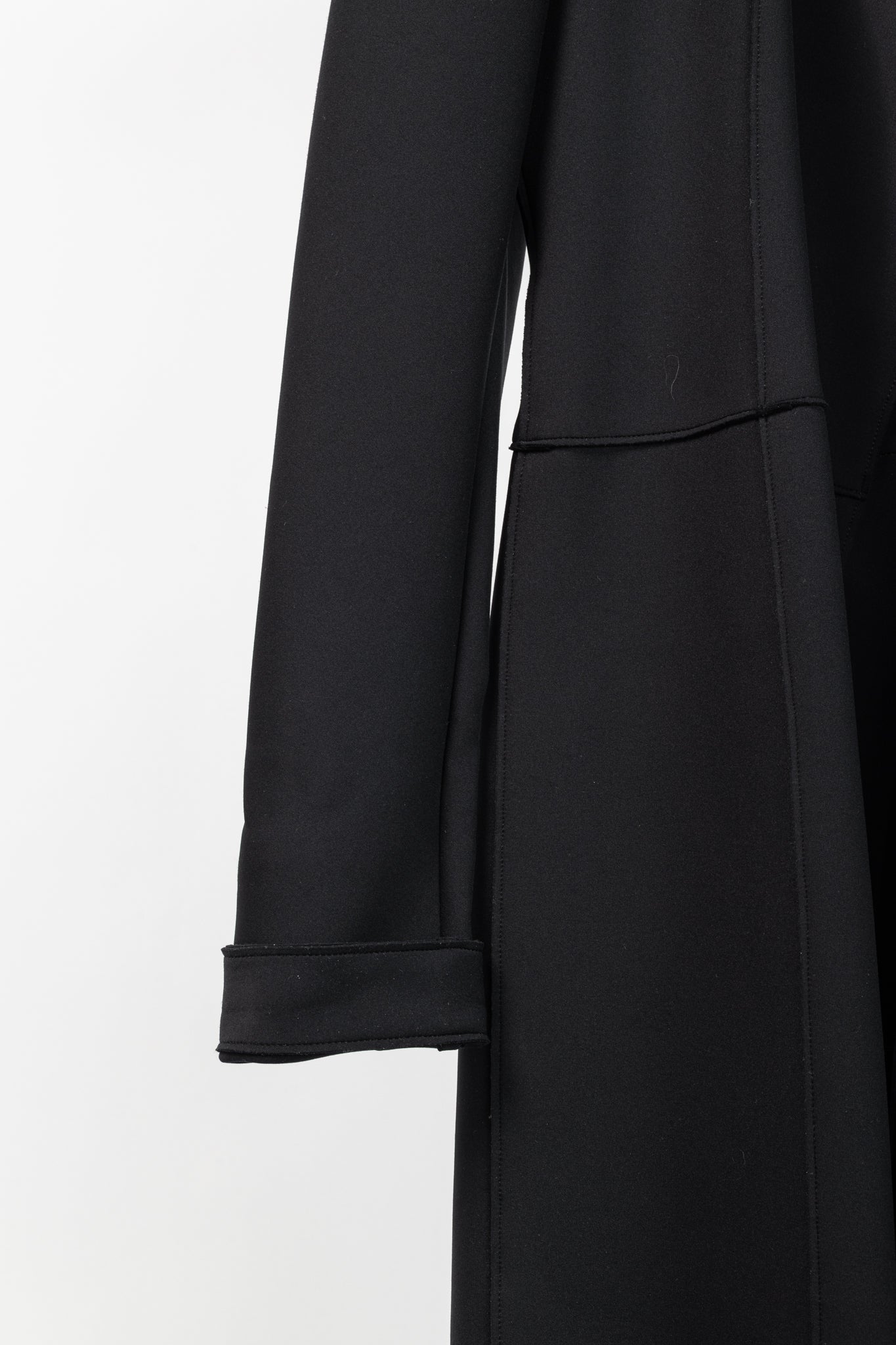 Marie Saint Pierre Black Neoprene Metallic-Neck Open-Front Coat