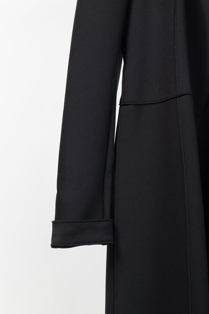 Marie Saint Pierre Black Neoprene Metallic-Neck Open-Front Coat