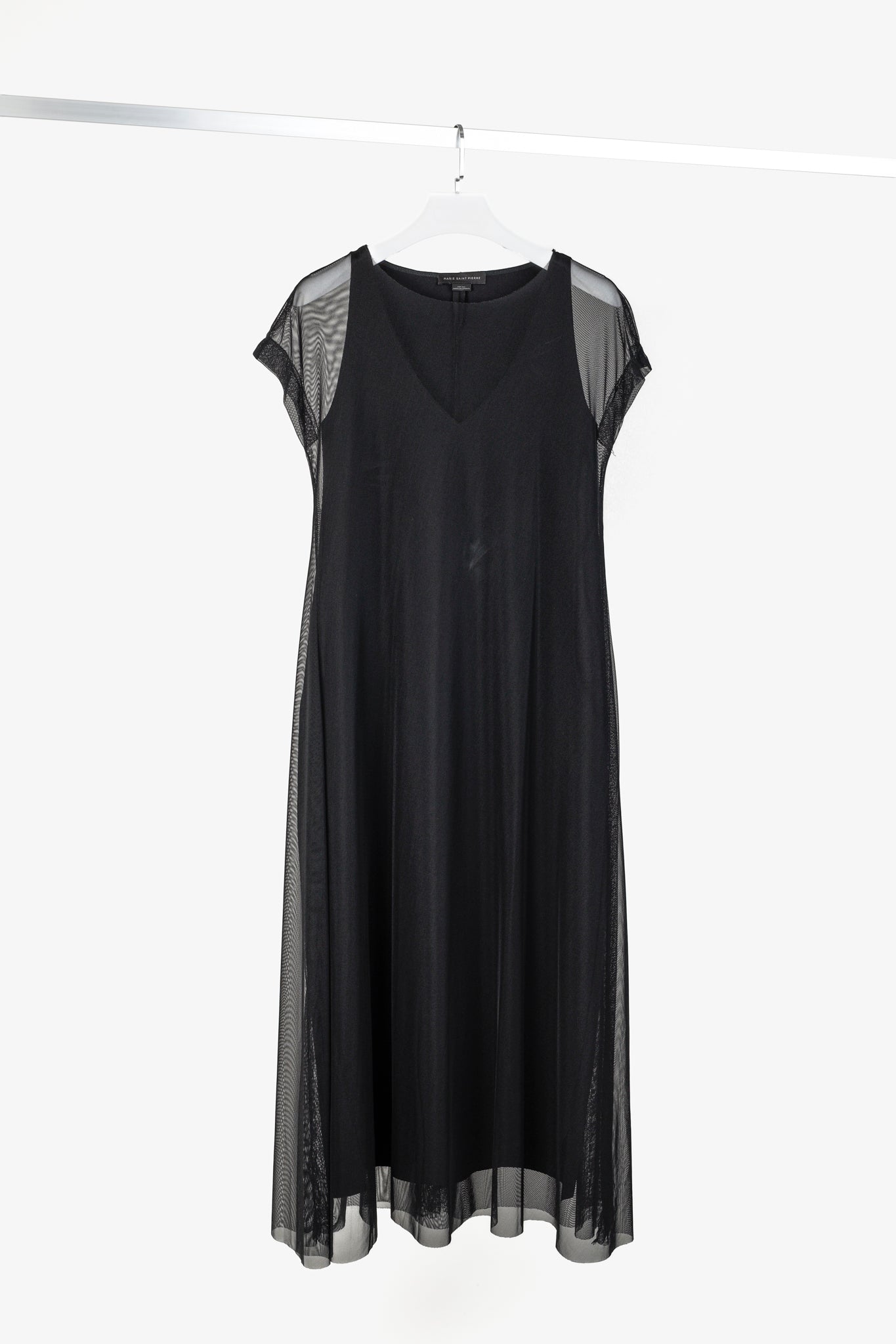 Marie Saint Pierre Black Mesh Sleeveless Maxi Dress