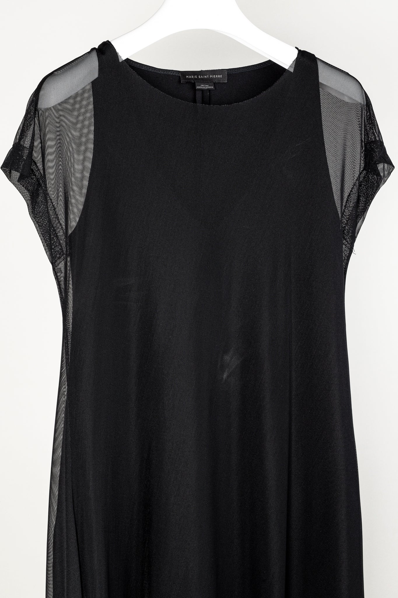 Marie Saint Pierre Black Mesh Sleeveless Maxi Dress