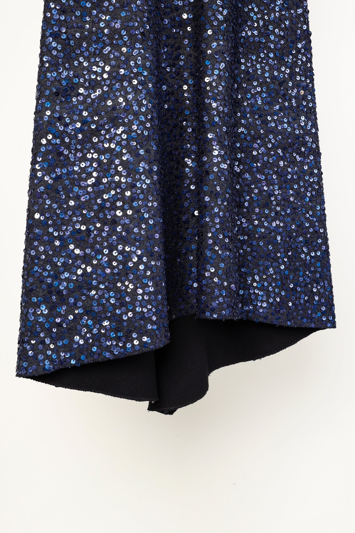 Marie Saint Pierre Black-Ponte Blue-Sequin Midi-Dress