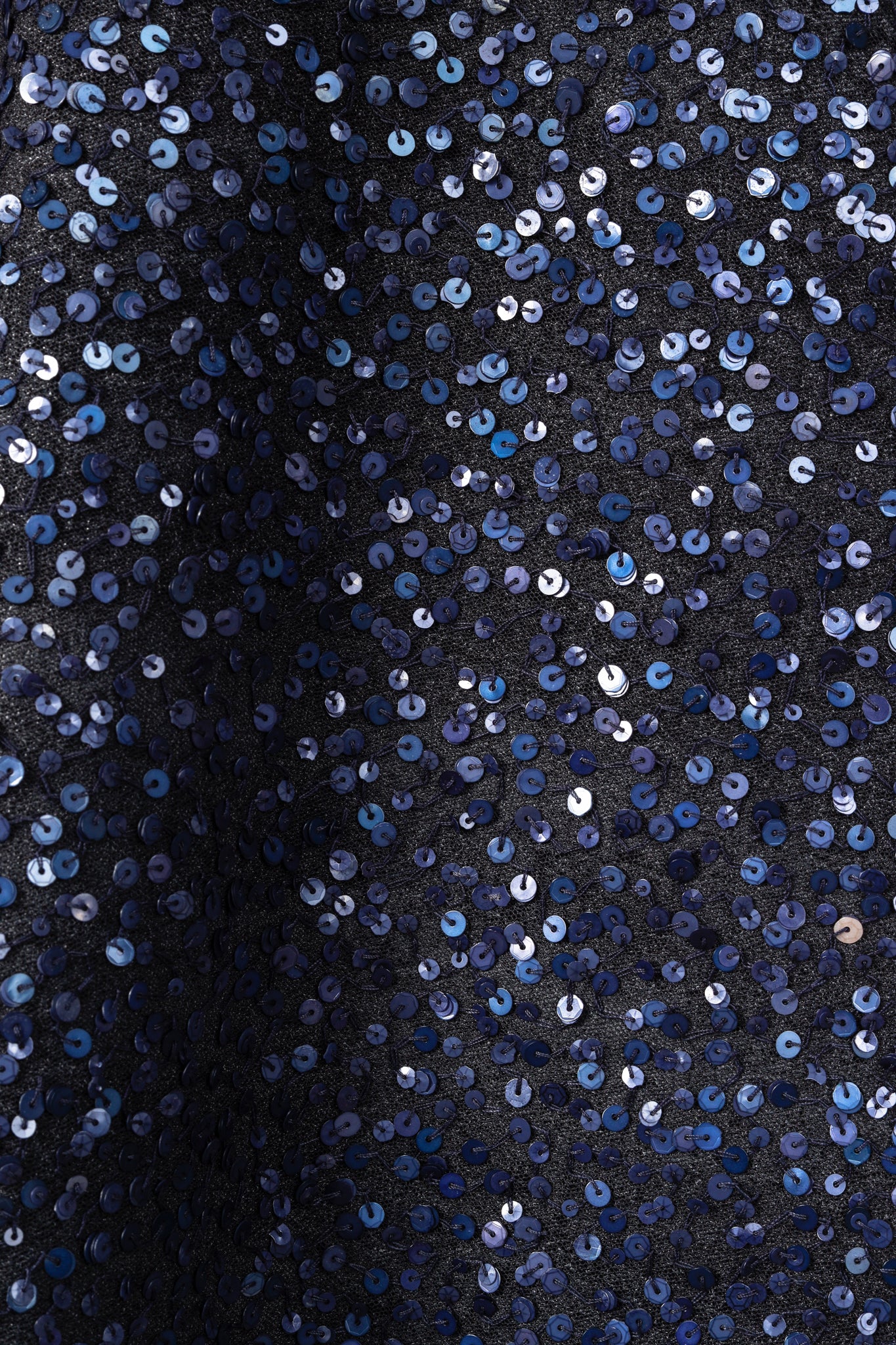 Marie Saint Pierre Black-Ponte Blue-Sequin Midi-Dress