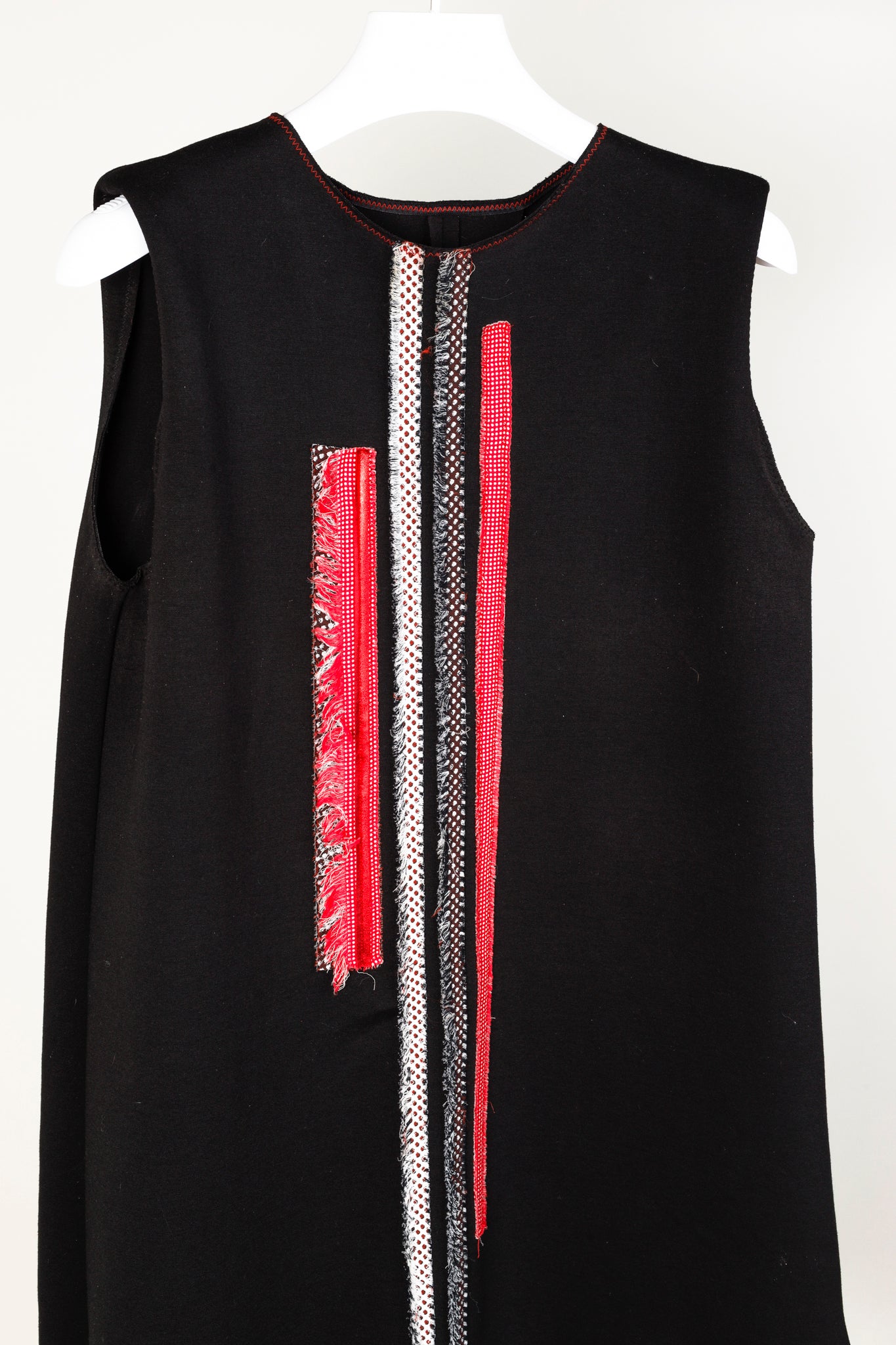 Marie Saint Pierre Black Neoprene Red-Trim Mini Shift Dress