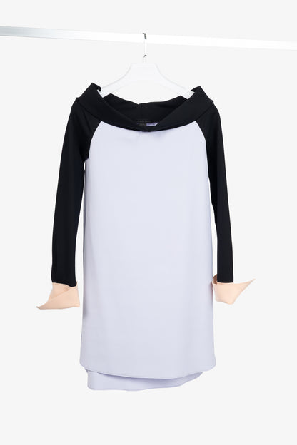Marie Saint Pierre Lilac Colourblock Fine-Scuba Dress