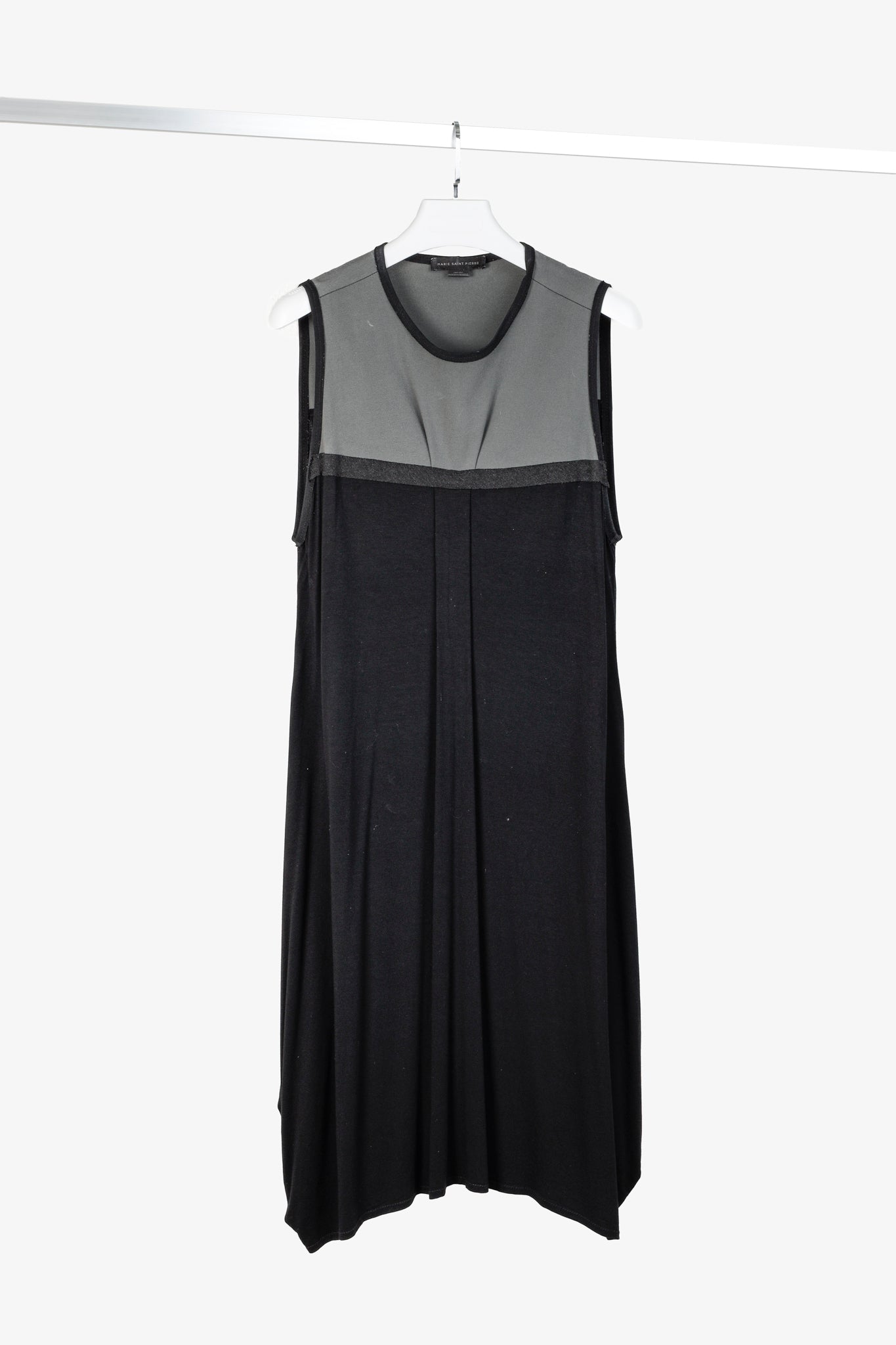 Marie Saint Pierre Black Jersey Contrast-Yoke Sleeveless Maxi Dress