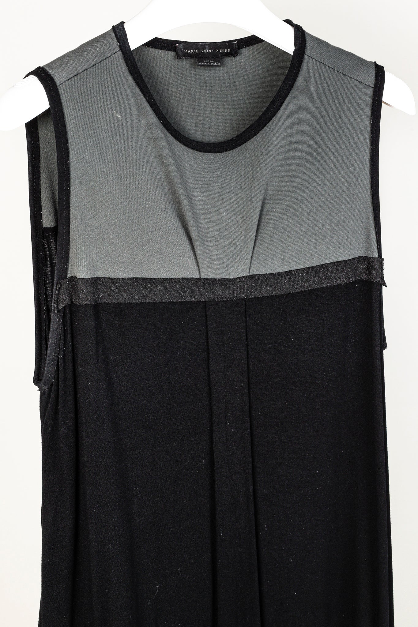 Marie Saint Pierre Black Jersey Contrast-Yoke Sleeveless Maxi Dress