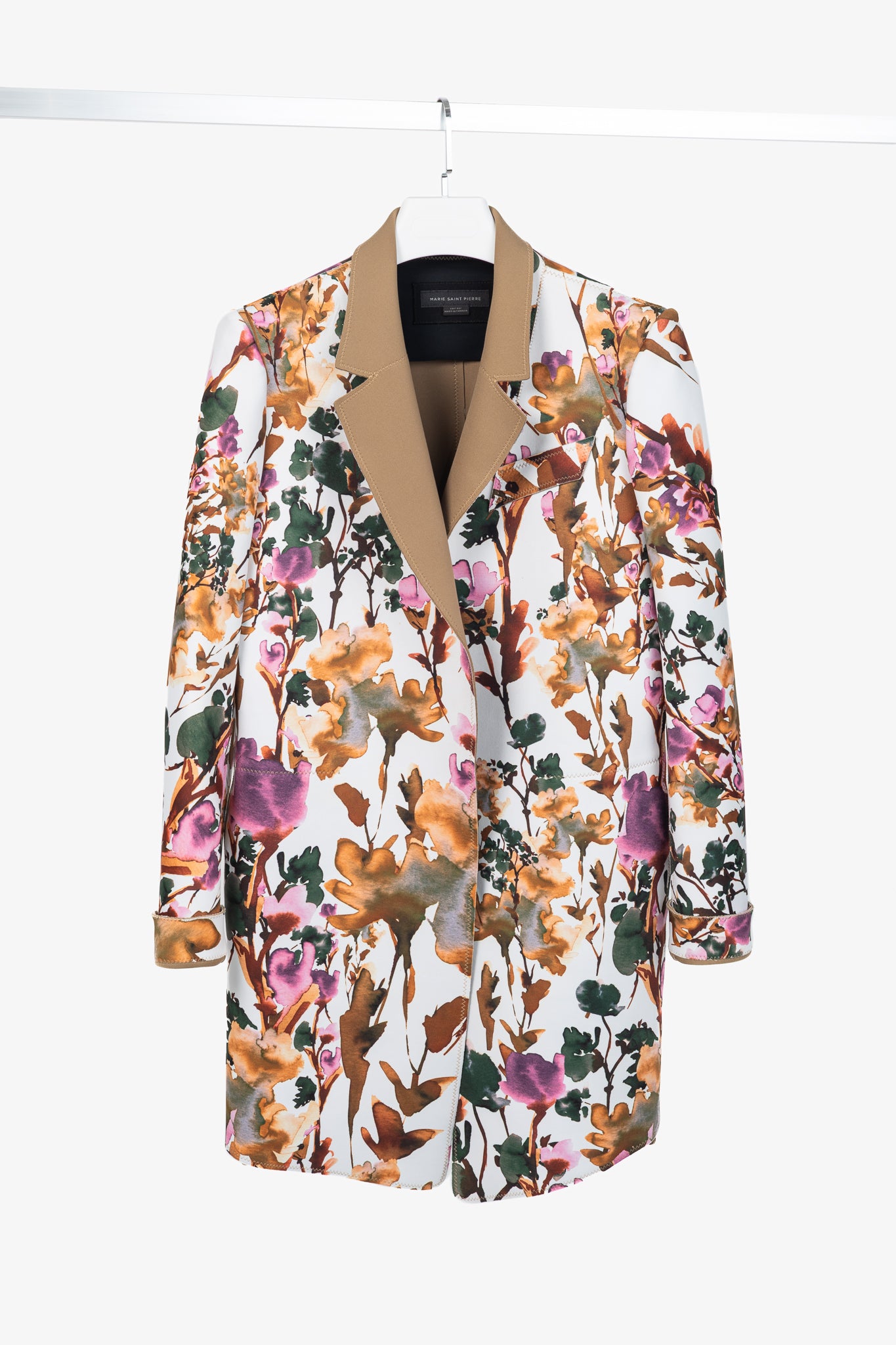 Marie Saint Pierre Redzepi Fall-Print & Sand Floral Neoprene Open-Front Jacket