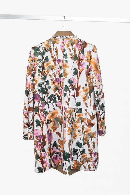 Marie Saint Pierre Redzepi Fall-Print & Sand Floral Neoprene Open-Front Jacket