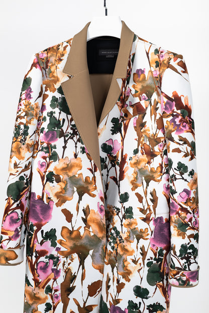 Marie Saint Pierre Redzepi Fall-Print & Sand Floral Neoprene Open-Front Jacket