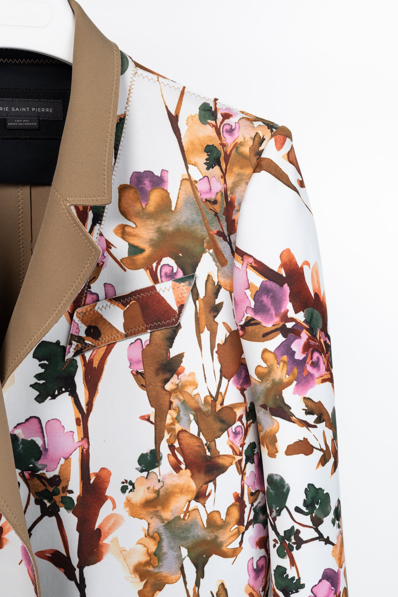 Marie Saint Pierre Redzepi Fall-Print & Sand Floral Neoprene Open-Front Jacket