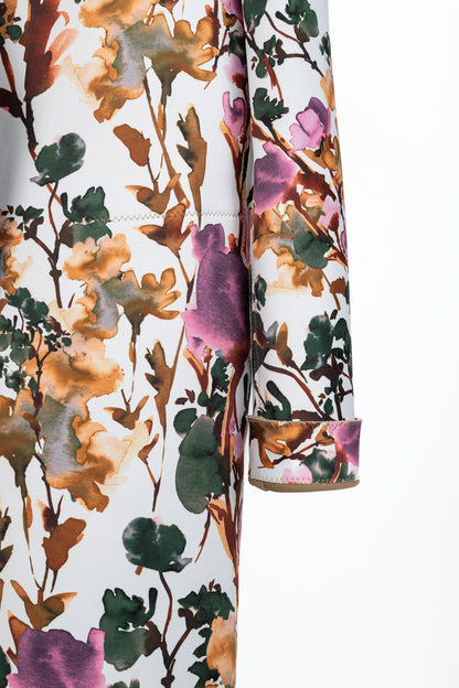 Marie Saint Pierre Redzepi Fall-Print & Sand Floral Neoprene Open-Front Jacket