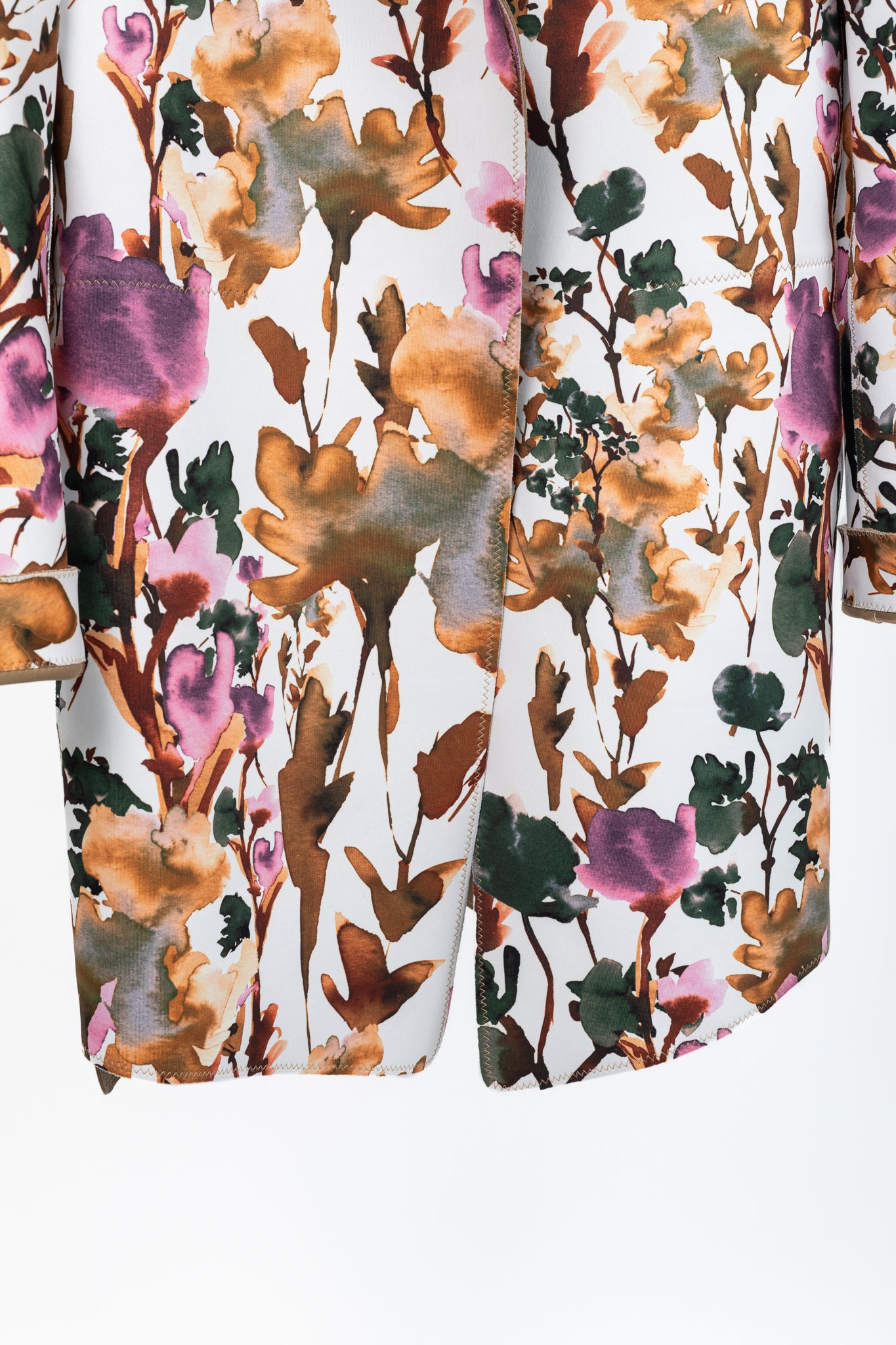 Marie Saint Pierre Redzepi Fall-Print & Sand Floral Neoprene Open-Front Jacket