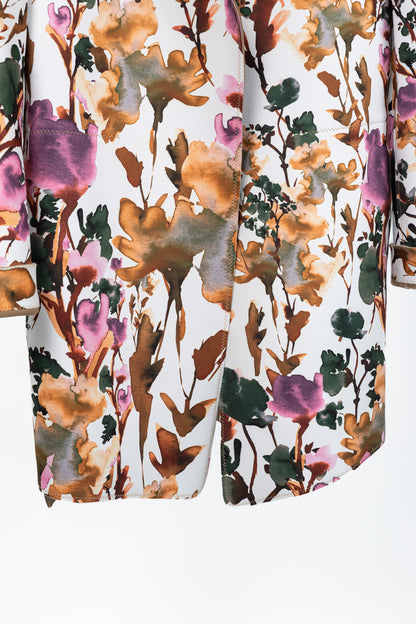 Marie Saint Pierre Redzepi Fall-Print & Sand Floral Neoprene Open-Front Jacket