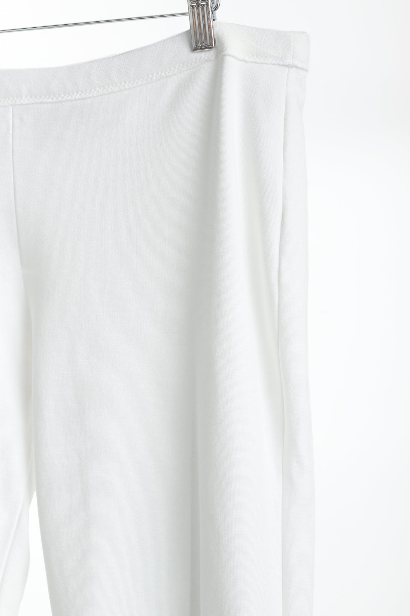 Marie Saint Pierre White Jersey Cropped Pull-On Pants