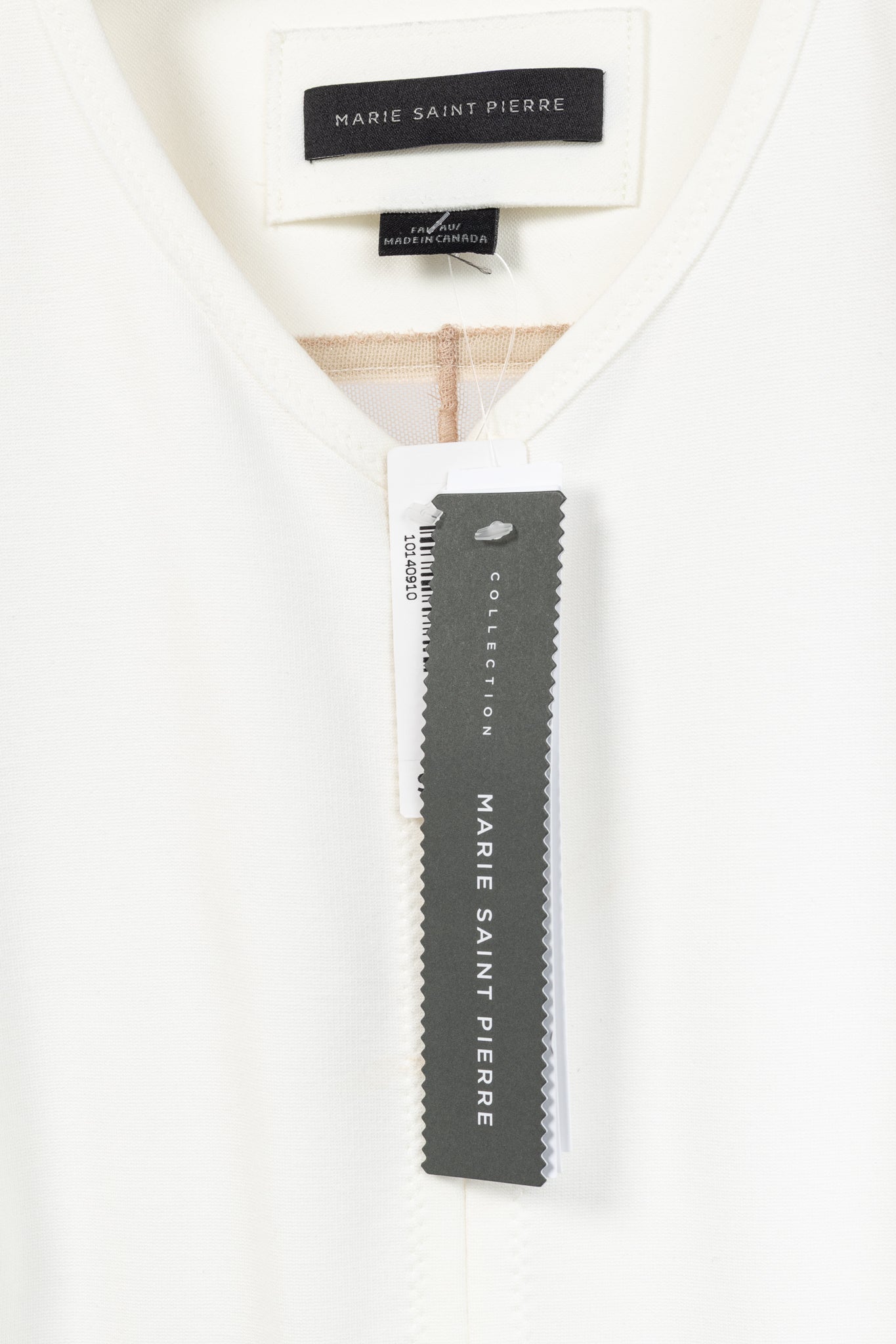 Marie Saint Pierre Nusar White Jersey Mesh-Trim Short-Sleeve Jacket