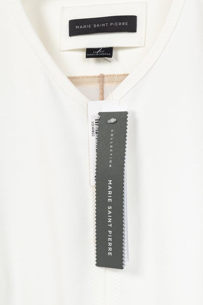 Marie Saint Pierre Nusar White Jersey Mesh-Trim Short-Sleeve Jacket