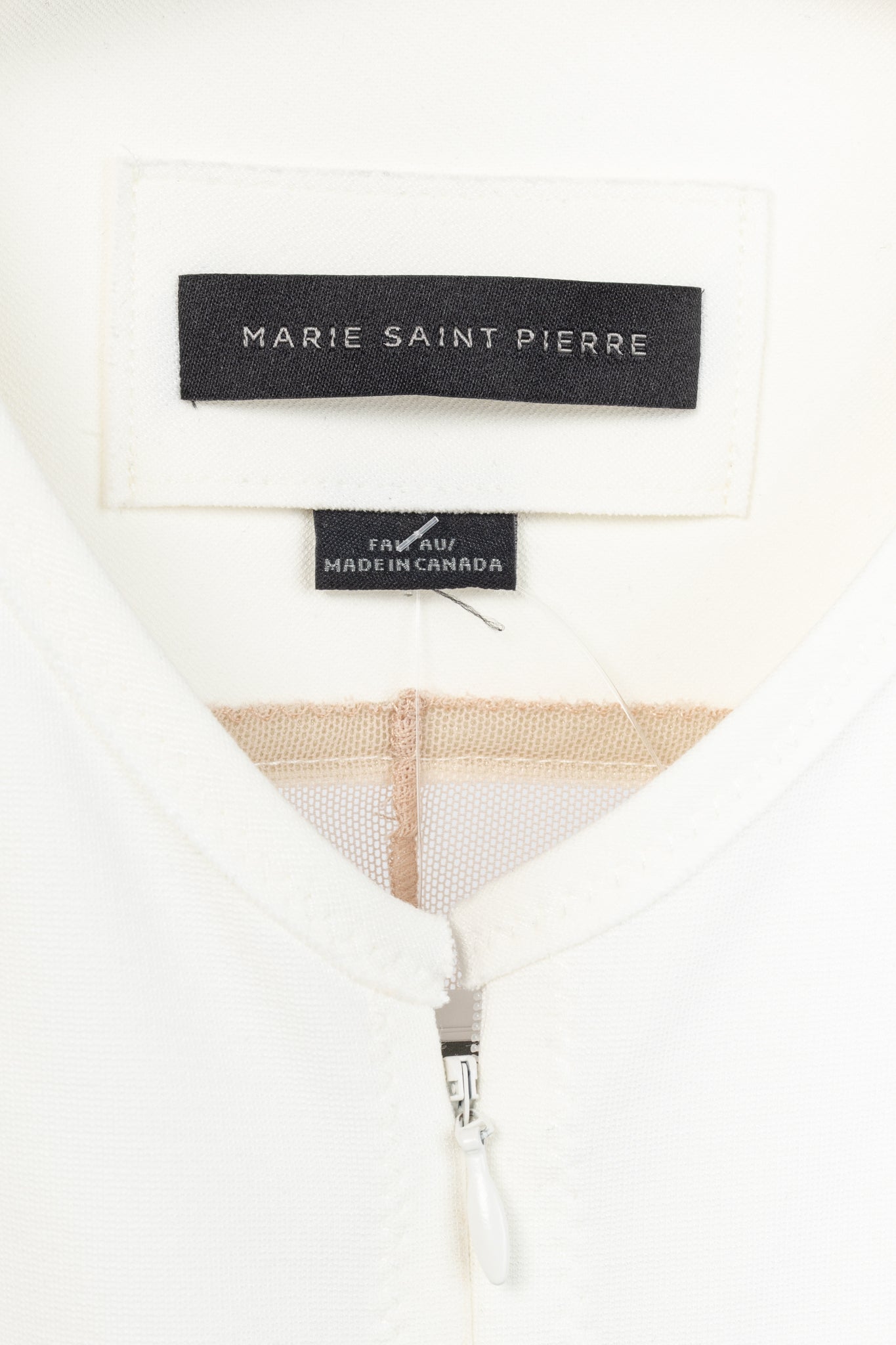 Marie Saint Pierre Nusar White Jersey Mesh-Trim Short-Sleeve Jacket